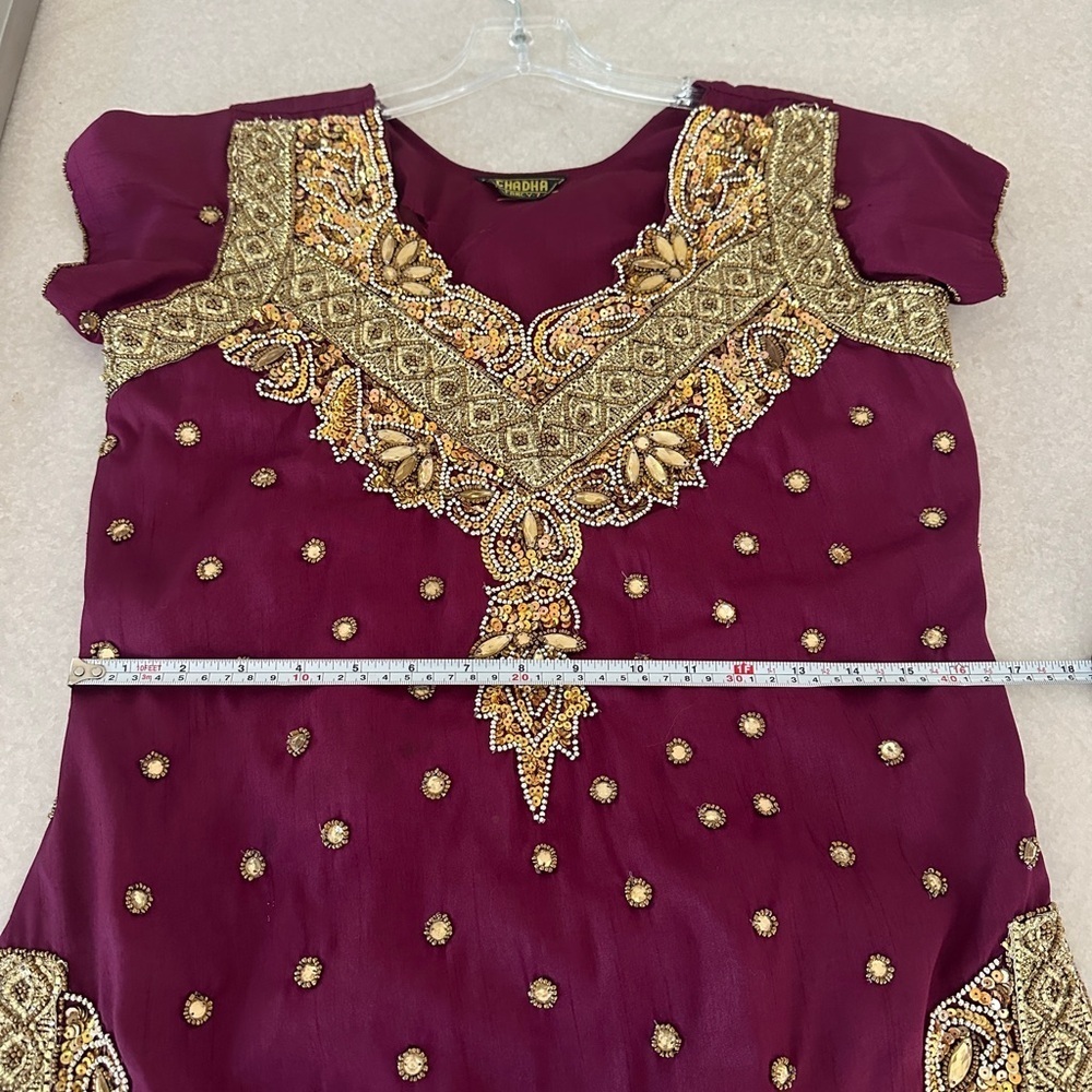 Elegant Purple and Gold Embellished Ethnic Tunic - Picture 5 of 7